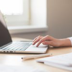 Woman working on laptop