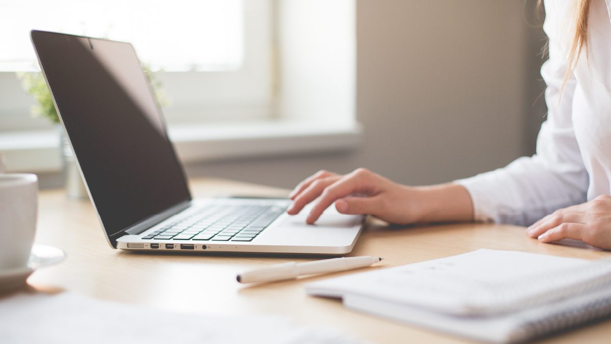 Woman working on laptop