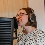 woman recording a jingle