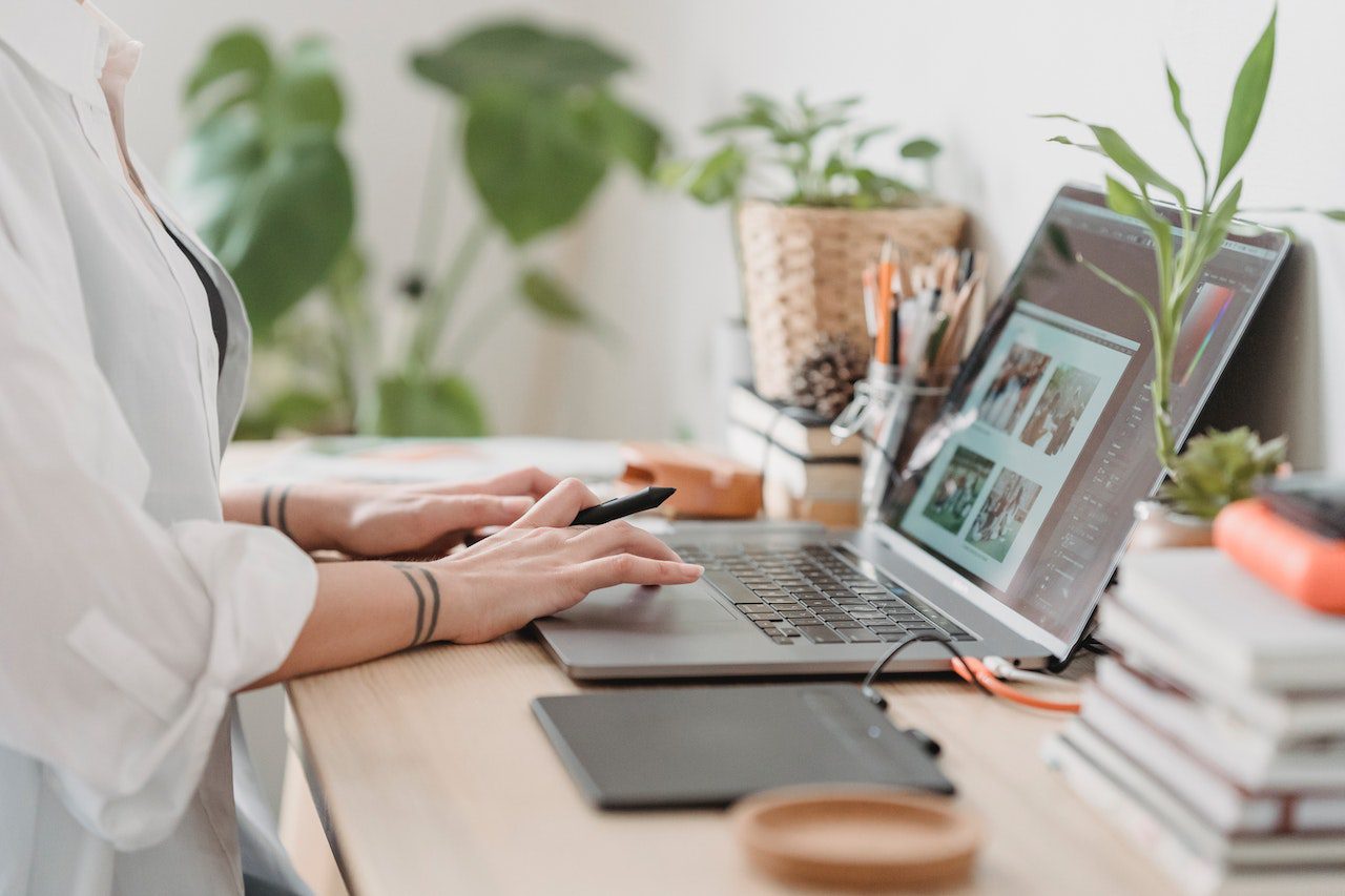 woman using a laptop