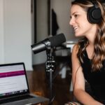 woman recording a radio jingle