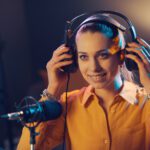 woman working in a radio station